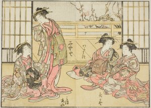 Cortesanas de Kadotamaya, del libro "Espejo de Mujeres Hermosas de los Barrios de Placer (Seiro bijin awase sugata kagami)," vol. 1 de Katsukawa Shunsho