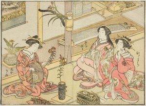 Cortesanas de Kadotsutaya, del libro "Espejo de mujeres hermosas de los barrios de placer (Seiro bijin awase sugata kagami)," vol. 1