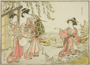 Cortesanas de Kadotsutaya, del libro "Espejo de mujeres hermosas de los barrios de placer", vol. 1 de Katsukawa Shunsho