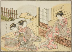 Cortesanas del Kagemanjiya, del libro "Espejo de Mujeres Hermosas de los Barrios de Placer (Seiro bijin awase sugata kagami)," vol. 1