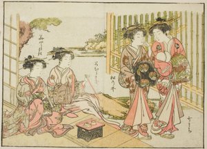 Cortesanas del Matsubaya, del libro "Espejo de mujeres hermosas de los barrios de placer (Seiro bijin awase sugata kagami)," vol. 1 de Katsukawa Shunsho