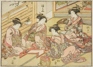 Cortesanas de Matsubaya, del libro "Espejo de Mujeres Hermosas de los Barrios del Placer (Seiro bijin awase sugata kagami)," vol. 1 de Katsukawa Shunsho