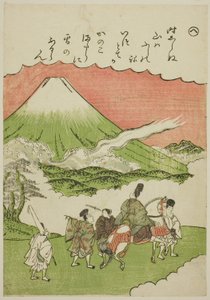 "He": Monte Fuji, provincia de Suruga, de la serie "Cuentos de Ise en imágenes de brocado a la moda (Furyu nishiki-e Ise monogatari)" de Katsukawa Shunsho