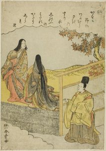 "I": Llegada a la mayoría de edad, de la serie Cuentos de Ise en imágenes de brocado a la moda de Katsukawa Shunsho