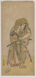 El actor de kabuki Nakamura Nakazo I como samurái disfrazado, periodo Edo, mediados de la década de 1770 (grabado en madera en color)