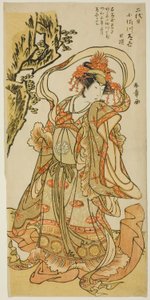 Osagawa Tsuneyo II como Itsukushima Tennyo en la obra de Kabuki “Tokimekuya o-Edo no hatsuyuki” de Katsukawa Shunsho