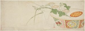Plantas, cuenco de porcelana y copa de vidrio de Katsukawa Shunsho