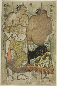 Luchadores de Sumo del Grupo Occidental: (derecha) Kashiwado Kandayu de Edo, (izquierda) e Inagawa Masaemon de Osaka de Katsukawa Shunsho
