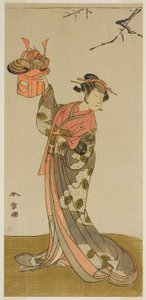 El actor Arashi Hinaji I como Hananoi en la obra Gosho-zakura Horikawa Youchi, representada en el Teatro Ichimura en el cuarto mes de 1773 de Katsukawa Shunsho