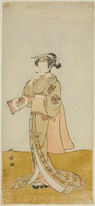 El actor Arashi Hinaji en un papel femenino no identificado de Katsukawa Shunsho