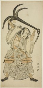 El actor Ichikawa Danjuro IV como Taira no Tomomori disfrazado de Tokaiya Gimpei en la escena “Tomomori con el ancla (Ikari Tomomori)” en la obra “Los mil cerezos de Yoshitsune (Yoshitsune Sembon-zakura)”