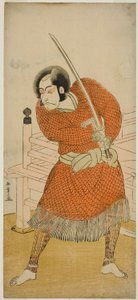 El actor Ichikawa Danjuro V como Abe no Sadato en la obra Oshu Adachi ga Hara, representada en el Teatro Ichimura en el quinto mes, 1777 de Katsukawa Shunsho