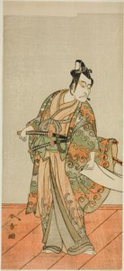 El actor Ichikawa Danjuro V como Kudo Kanaishi (?) en la obra Izu-goyomi Shibai no Ganjitsu (?), representada en el Teatro Morita (?) en el undécimo mes, 1772 (?) de Katsukawa Shunsho