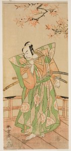 El actor Ichikawa Danjuro V como Momonoi Wakasanosuke Yasuchika en la obra Kanadehon Chushingura, representada en el Teatro Nakamura en el quinto mes, 1771 de Katsukawa Shunsho