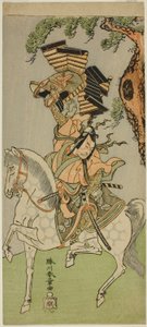 El actor Ichikawa Danjuro V como Soga no Goro Tokimune en la obra Sakai-cho Soga Nendaiki, representada en el Teatro Nakamura en el primer mes de 1771