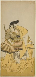 El actor Ichikawa Ebizo III como Kudo Saemon Suketsune en la obra Kamuri Kotoba Soga no Yukari, representada en el Teatro Ichimura en el primer mes de 1776 de Katsukawa Shunsho