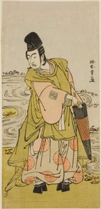 El actor Ichikawa Yaozo II como Shii no Shosho Okinori en la obra Sugata no Hana Yuki no Kuronushi, representada en el Teatro Ichimura en el undécimo mes, 1776