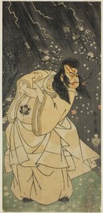 El Actor Ichimura Uzaemon IX como Kan Shojo en la obra Sugawara Denju Tenarai Kagami, representada en el Teatro Ichimura en el octavo mes, 1768