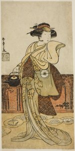 El actor Iwai Hanshiro IV como Tsukisayo en la obra Gohiiki Nenne Soga, representada en el Teatro Nakamura en el primer mes, 1779 de Katsukawa Shunsho