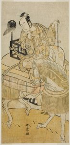 El actor Matsumoto Koshiro IV como Ogata no Saburo disfrazado de Matsuura Saemon en la obra Ichi no Tomi Tsuki no Kaomise, representada en el Teatro Morita en el undécimo mes, 1774 de Katsukawa Shunsho