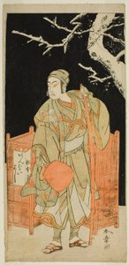 El actor Matsumoto Koshiro IV como Sagami Jiro disfrazado de Ambaiyoshi Gorohachi en la obra Oyoroi Ebido Shinozuka, representada en el Teatro Nakamura en el undécimo mes de 1772 de Katsukawa Shunsho