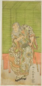 El actor Nakamura Nakazo I como Hige no Ikyu en la obra Sakai-cho Soga Nendaiki, representada en el Teatro Nakamura en el tercer mes de 1771 de Katsukawa Shunsho