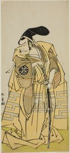 El actor Nakamura Nakazo I como Kudo Suketsune (?) en la obra Iro Moyo Aoyagi Soga (?), representada en el Teatro Nakamura (?) en el segundo mes, 1775 (?) de Katsukawa Shunsho