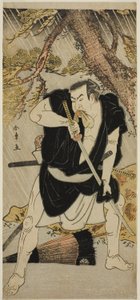 El Actor Nakamura Nakazo I como Ono Sadakuro en la Obra Kanadehon Chushingura, Representada en el Teatro Ichimura en el Sexto Mes, 1783 de Katsukawa Shunsho