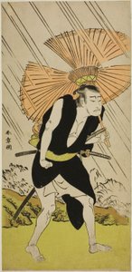 El actor Nakamura Nakazo I como Ono Sadakuro en la obra Kanadehon Chushingura, representada en el Teatro Nakamura en el quinto mes, 1776 de Katsukawa Shunsho