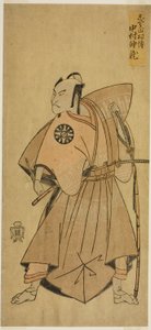 El actor Nakamura Nakazo I como Osada no Taro (?) en la obra Ima o Sakari Suehiro Genji (?), representada en el Teatro Nakamura (?) en el undécimo mes, 1768 (?)