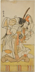 El actor Nakamura Nakazo I como el príncipe Takahiro en la obra Date Nishiki Tsui no Yumitori, representada en el Teatro Morita en el undécimo mes de 1778 de Katsukawa Shunsho