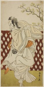 El actor Nakamura Nakazo I como Sakon-gitsune en la obra Hana-zumo Genji Hiiki, representada en el Teatro Nakamura en el undécimo mes, 1775 de Katsukawa Shunsho