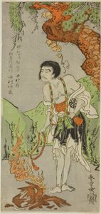 El Actor Nakamura Nakazo I como un Monje, Raigo Ajari, en la Obra Nue no Mori Ichiyo no Mato (Bosque del Monstruo Nue: Objetivo del Undécimo Mes), Representada en el Teatro Nakamura desde el Primer Día del Undécimo Mes, 1770 de Katsukawa Shunsho