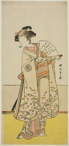 El Actor Nakamura Noshio I como Oiso no Tora (?) en la Obra Shida Yuzuriha Horai Soga (?), Representada en el Teatro Morita (?) en el Primer Mes, 1775 (?) de Katsukawa Shunsho