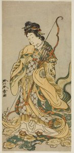 El Actor Nakamura Noshio I como la Diosa Benzaiten de Enoshima en la Obra Onno Aruji Hatsuyuki no Sekai, Representada en el Teatro Morita en el Undécimo Mes, 1773 de Katsukawa Shunsho