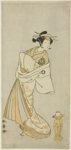 El actor Nakamura Noshio I como el espíritu de la cortesana Takao, en la secuencia de danza Shosagoto "Sono Utsushi-e Matsu ni Kaede" (Una sombra de pino y arce), la última escena de la segunda parte de la obra Keisei Momiji no Uchikake (Cortesana en un so de Katsukawa Shunsho