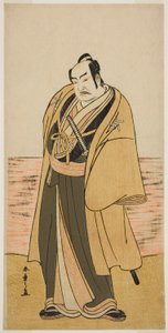 El actor Nakamura Sukegoro II como Kaminari Shokuro en la obra Hatsumombi Kuruwa Soga, representada en el Teatro Nakamura en el segundo mes, 1780