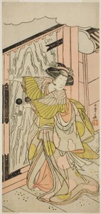El Actor Nakamura Tomijuro I como Lady Hangaku (Hangaku Gozen) en la Obra Wada-gassen Onna Maizuru, Representada en el Teatro Nakamura en el Séptimo Mes, 1777