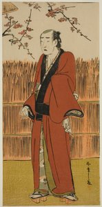 El actor Onoe Matsusuke I como Baramon no Kichi en la obra Hatsumombi Kuruwa Soga, representada en el Teatro Nakamura en el primer mes, 1780 de Katsukawa Shunsho