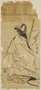El Actor Onoe Matsusuke I como el Príncipe Takanori en la obra "Kaeribana Eiyu Taiheiki," interpretada en el Teatro Nakamura en el undécimo mes, 1779 de Katsukawa Shunsho