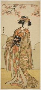 El Actor Osagawa Tsuneyo II como Onoe no Mae en la Obra Date Nishiki Tsui no Yumitori, Representada en el Teatro Morita en el Mes Once, 1778 de Katsukawa Shunsho