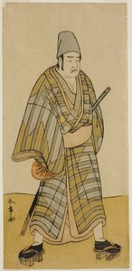 El actor Otani Hiroemon III como Gokumon Shobei en la obra Sugata no Hana Kurofune Zukin, representada en el Teatro Morita en el noveno mes, 1774 de Katsukawa Shunsho