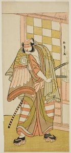 El actor Sawamura Sojuro III como Kobayashi no Asahina Saburo en la obra Kuruwagayoi Komachi Soga, representada en el Teatro Nakamura en el segundo mes de 1781 de Katsukawa Shunsho