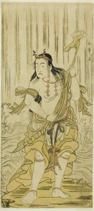 El actor Sawamura Sojuro III como Kongara Doji en la obra Kitekaeru Nishiki no Wakayaka, representada en el Teatro Nakamura en el undécimo mes, 1780 de Katsukawa Shunsho