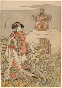El Actor Segawa Kikunojo III como la Princesa Dragón en la Obra Saki Masuya Ume no Kachidoki, Representada en el Teatro Ichimura en el Mes Once, 1778 de Katsukawa Shunsho