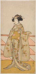 El Actor Yoshizawa Iroha I como Tamamo no Mae (?) en la Obra Sakuya Kono Hana no Kaomise (?), Representada en el Teatro Nakamura (?) en el Mes Once, 1776 (?) de Katsukawa Shunsho