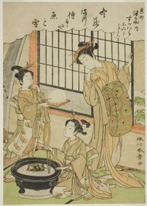 La cortesana Sugawara de la casa Tsuruya y su kamuro Namiji y Kashiko de Katsukawa Shunsho