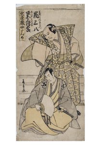 El Tesoro de los Retenedores Leales, Acto 4. Actores Arashi Sanpachi y Bando Mitsugoro de Katsukawa Shunsho