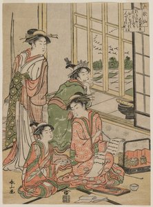 Cortesanas en ocio de la serie Los seis poetas inmortales de Katsukawa Shunzan