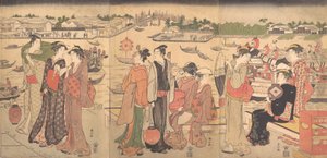 Festival junto al río Sumida, finales del siglo XVIII de Katsukawa Shunzan